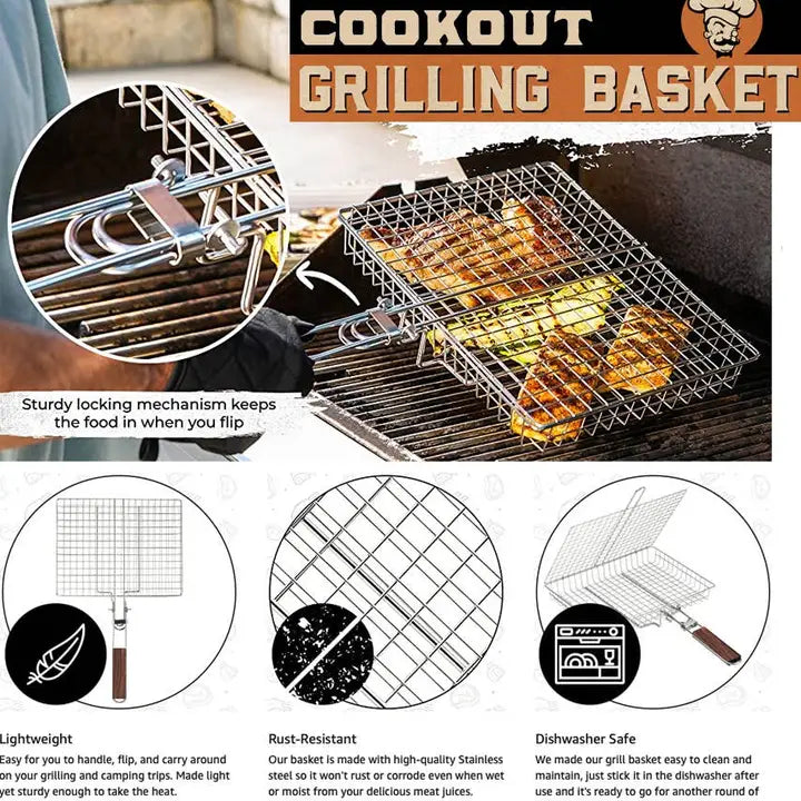 Bbq Grilling Basket – Stainless Steel Grill Accessory