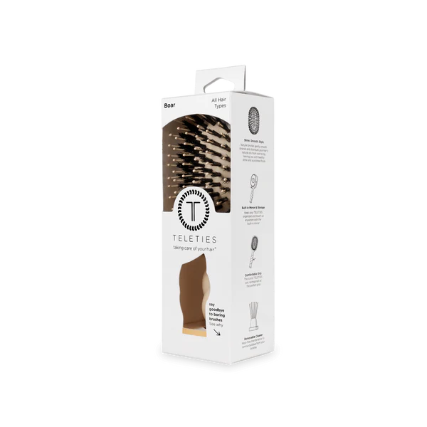 Teleties Mini Boar Bristle Hair Brush - Tan