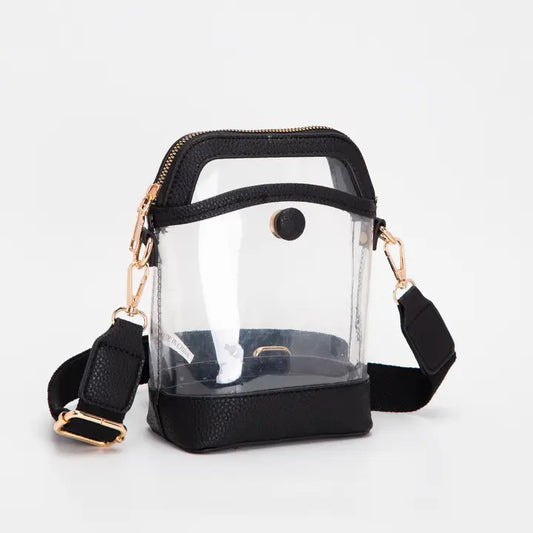 Game Day Stadium Button Style Clear Bags-Black