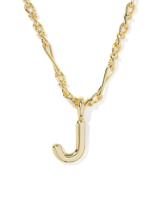 KENDRA SCOTT BUBBLE LETTER J SHORT PENDANT NECKLACE GOLD