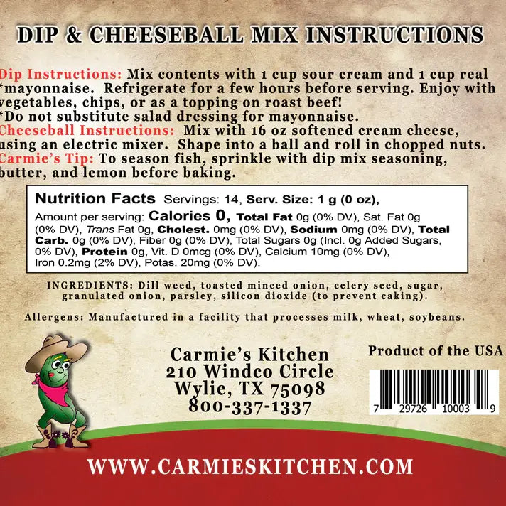 Carmie's Kitchen Dilliest Dill Dip Mix