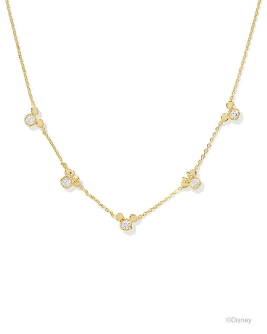 KENDRA SCOTT MICKEY MINNIE MOUSE STRAND NECKLACE GOLD WHITE CRYSTAL