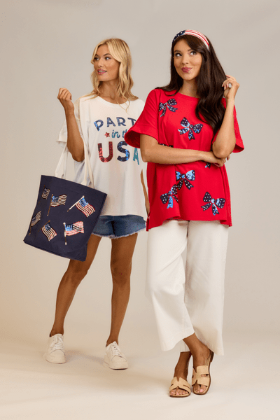 MUD PIE AMERICANA SPARKLE TOP-RED
