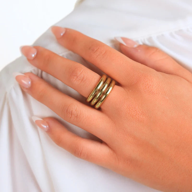 BUDHAGIRL AURA ALL WEATHER RINGS (SET OF 3)-SIZE 7