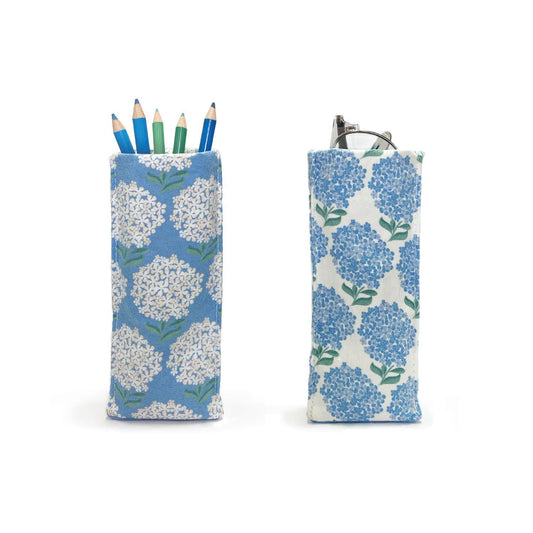 TWO'S COMPANY HYDRANGEA PRINT STANDING TRIANGULAR WEIGHTED EYEGLASS / ACCESSORY HOLDER