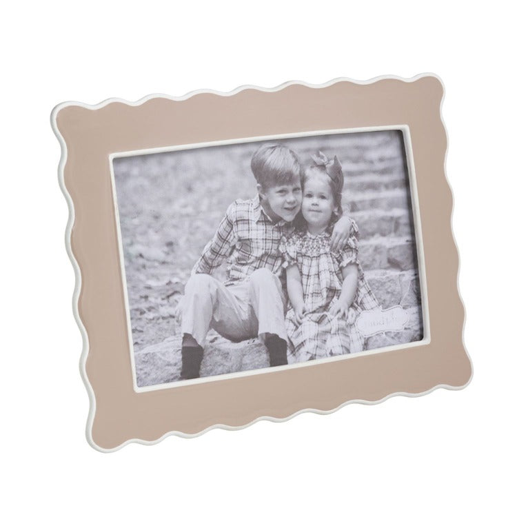 MUD PIE Taupe Ruffle Enamel Frame