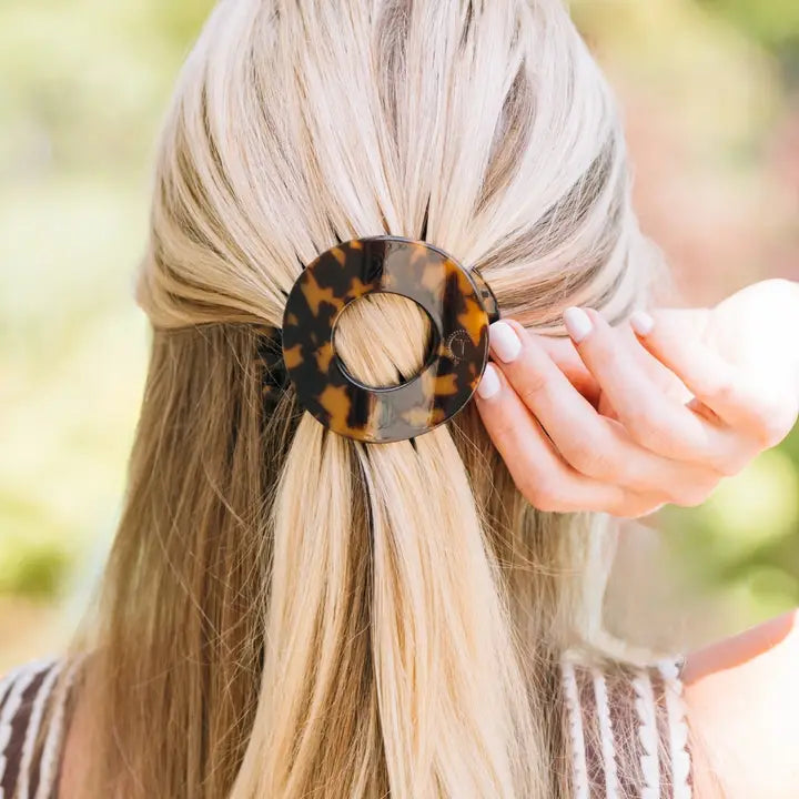 Teleties Tortoise | Medium | Flat Circle Hair Clip