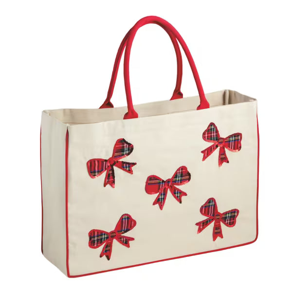 MUD PIE TARTAN BOW SPARKLE TOTE