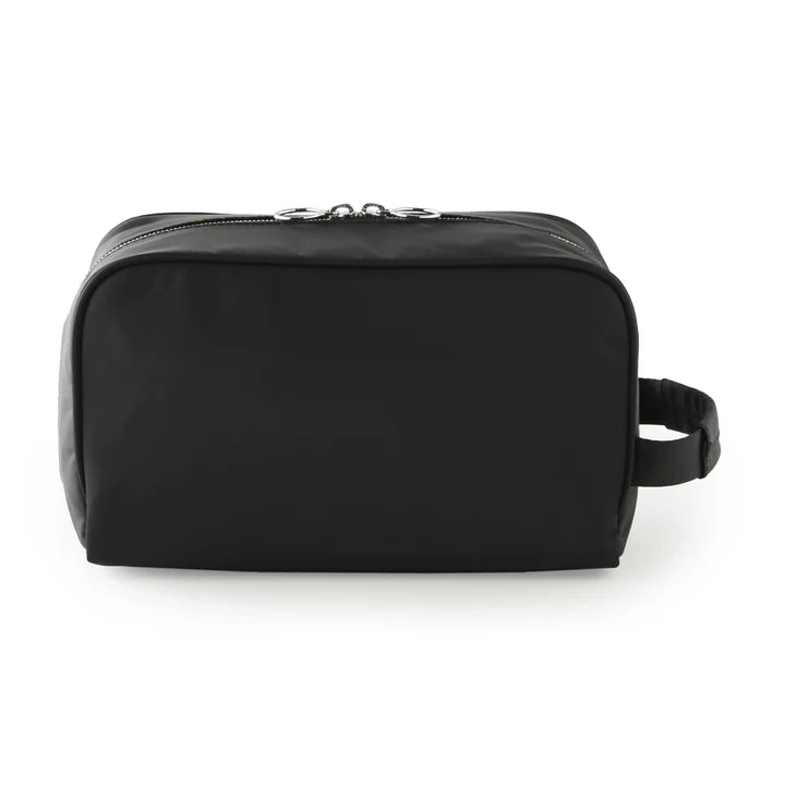 Kusshi Dopp Kit-Satin Black Fabric with Cool Blue Interior