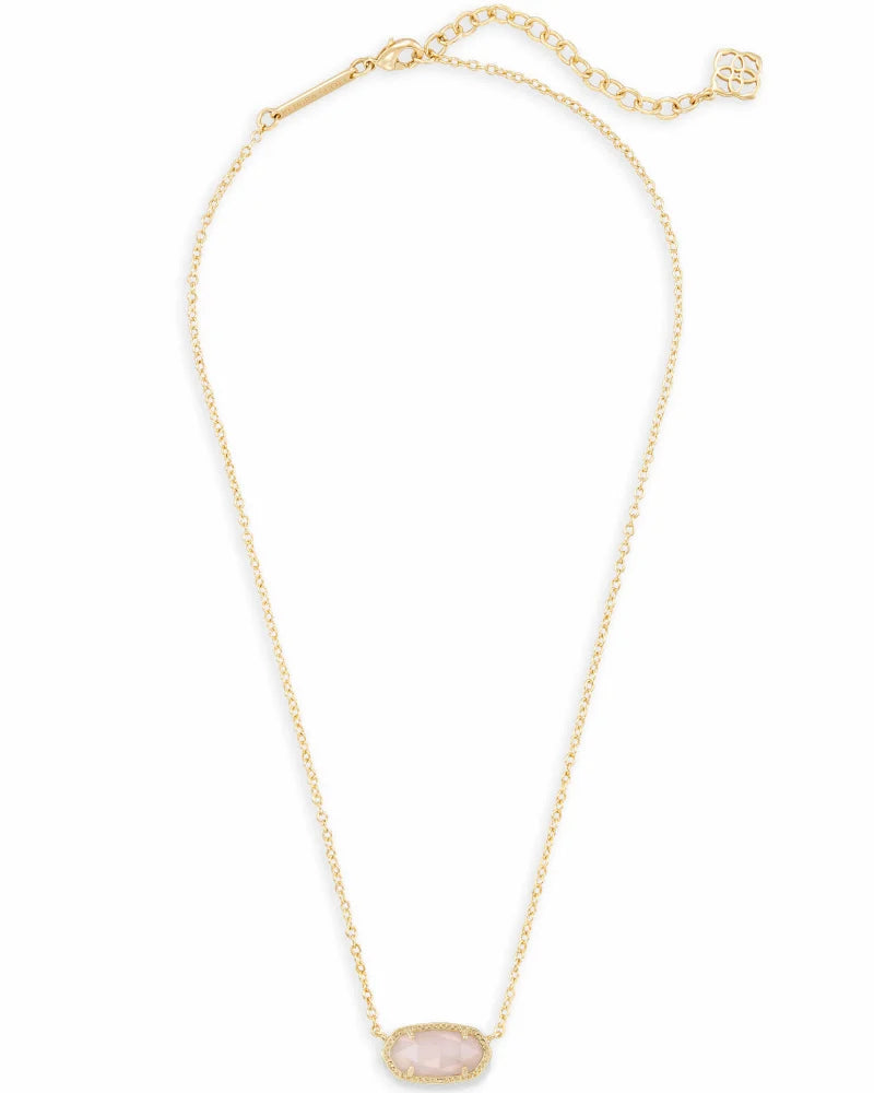 Kendra Scott Elisa Gold Pendant Necklace in Rose Quartz