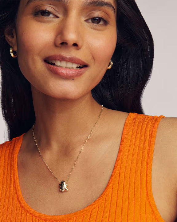 KENDRA SCOTT GHOST SHORT PENDANT NECKLACE GOLD WHITE GLOW IN THE DARK GLASS