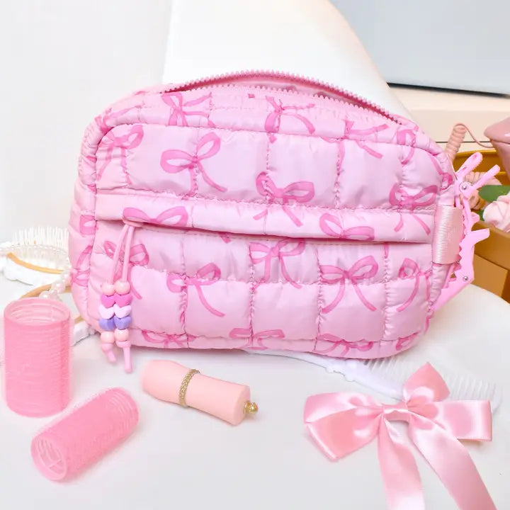 OMG Accessories Quilted Scrunchies Bow Printed Pouch