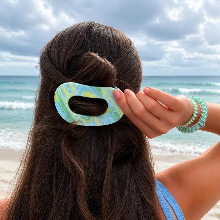 Teleties By the Sea Shore | Medium | Flat Round Hair Clip