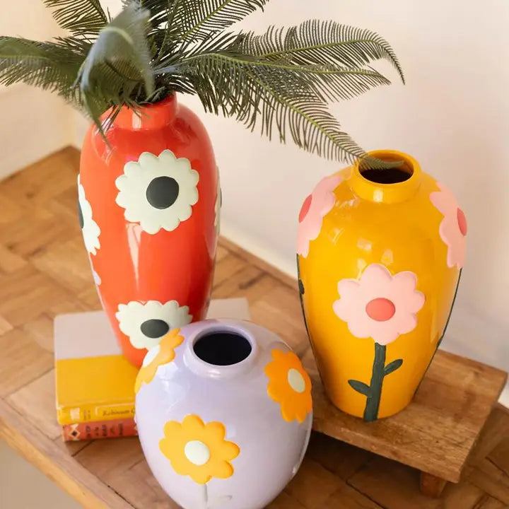 Kalalou Ceramic Vases with Flowers