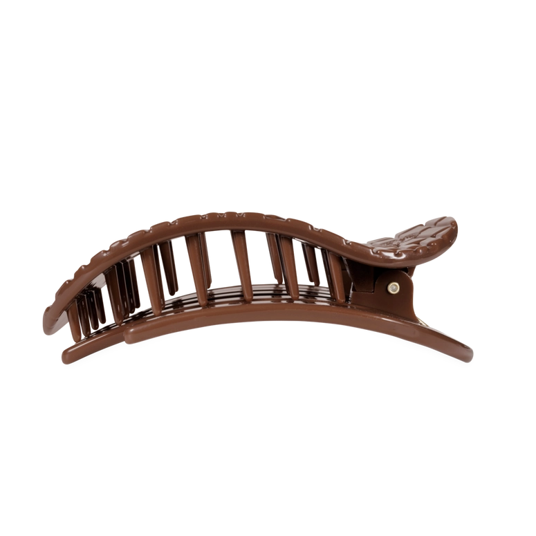 Teleties Brown Crocodile | Large| Flat Round Hair Clip