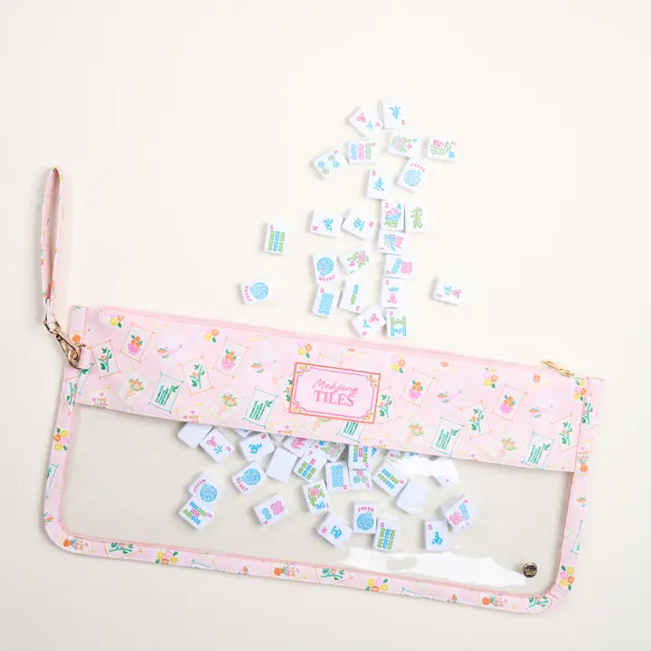 The Darling Effect Mahjong Tile Keeper Pouch–It's Mahj Time Pink