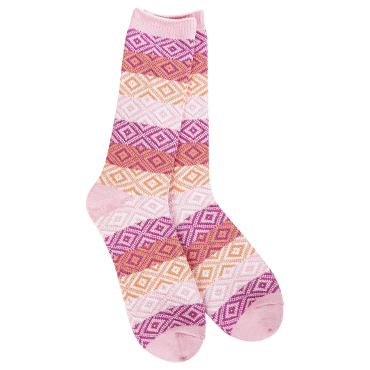 World's Softest Socks Weekend Gem Crew-Pink Multi
