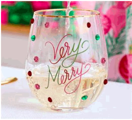 Mary Square Glass Stemless Wine Very Merry