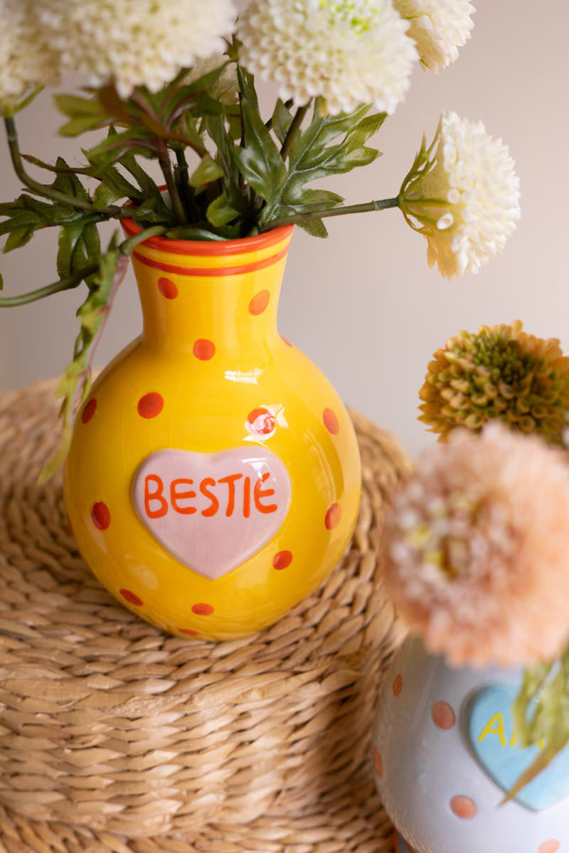 Kalalou Ceramic Hearts with Words Vases