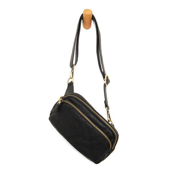 Joy Susan Kylie Double Zip Sling Belt Bag-Black