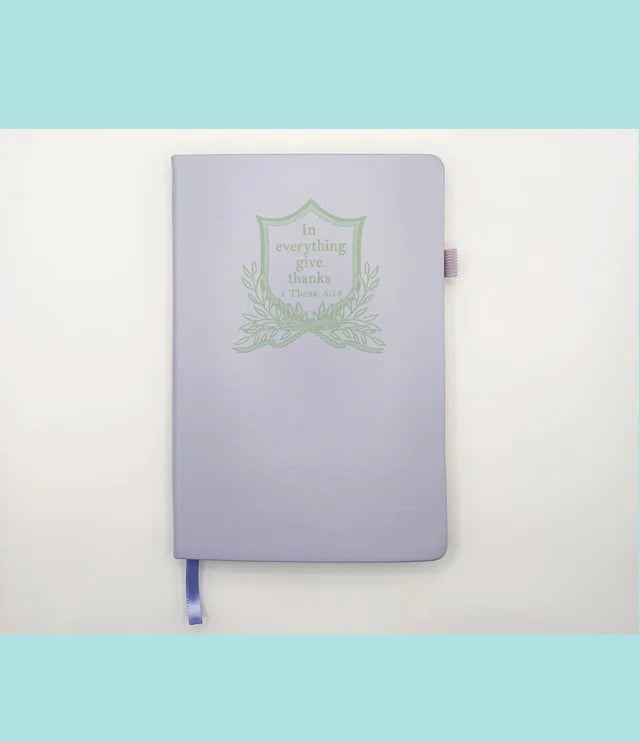 Standing on the WORD Journal Leafy Crest with Verse: 1 Thess. 5:18 give thanks