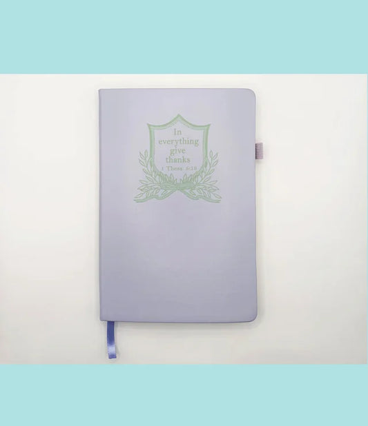 Standing on the WORD Journal Leafy Crest with Verse: 1 Thess. 5:18 give thanks