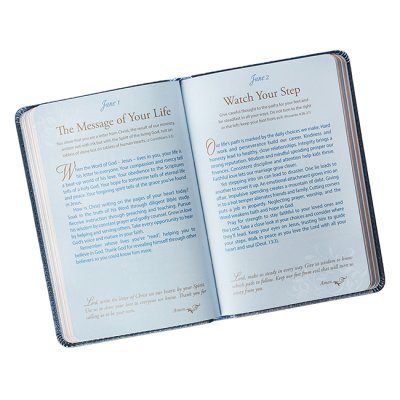 Devotional For Mr. & Mrs. Blue Faux Leather