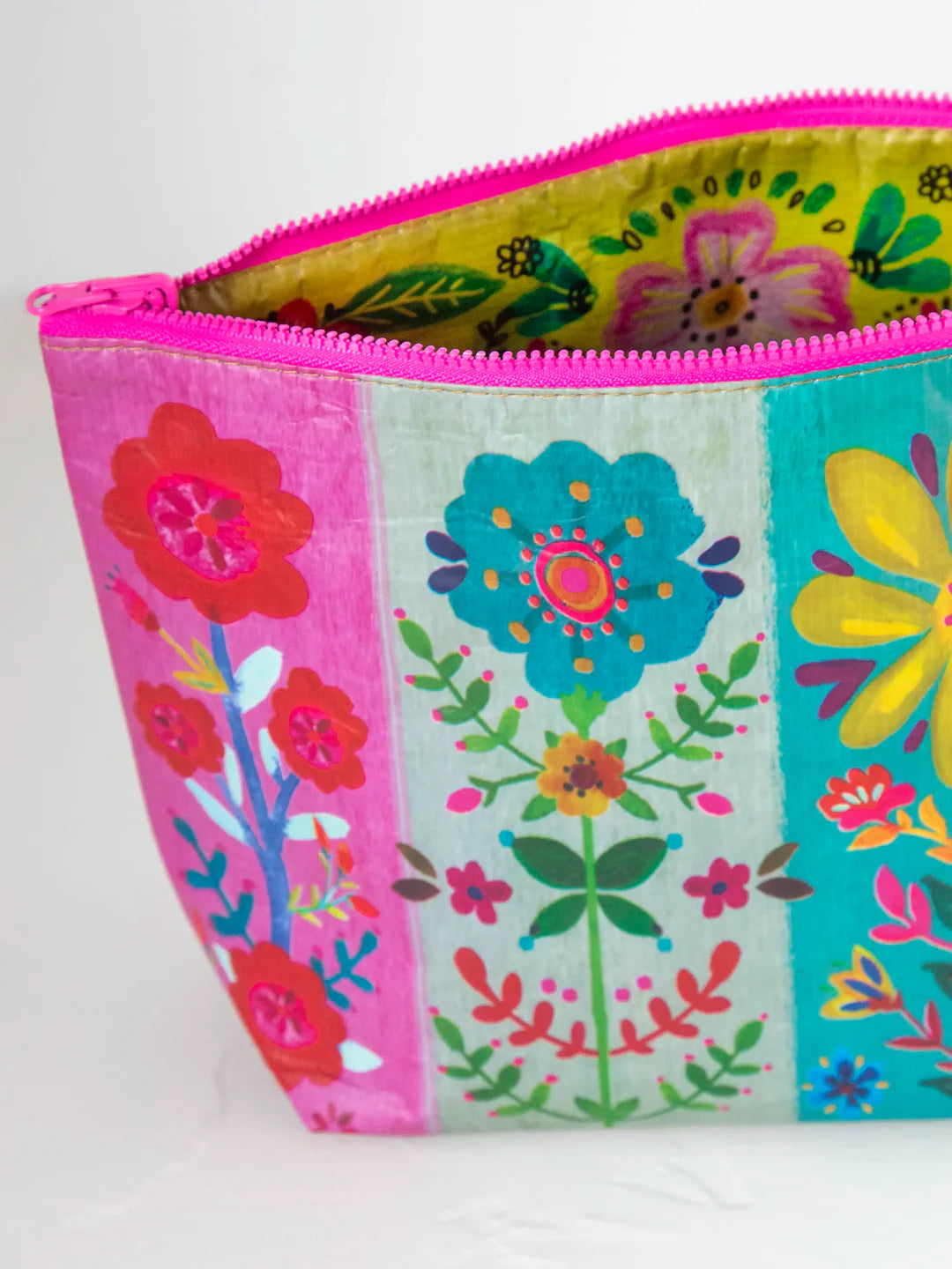 Natural Life Recycled Zipper Pouch-Rainbow Floral