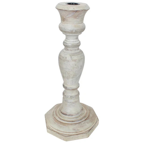 Candle Holder Wood Taper 12"H White Wash