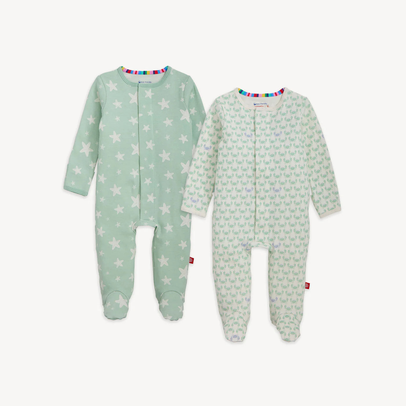 Magnetic Me Green Combo Organic Cotton Magnetic 2-Pack Footie