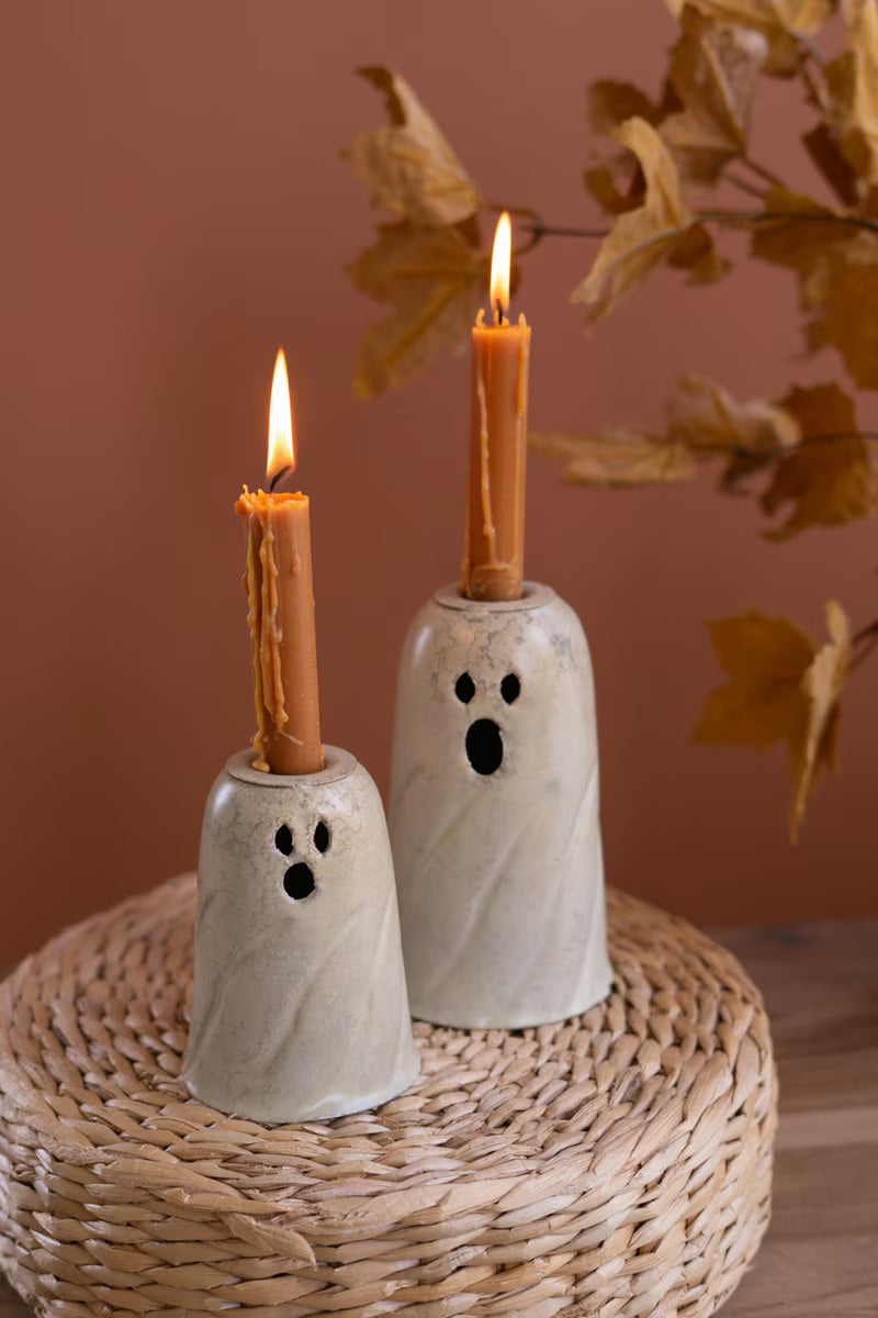 Kalalou Metal Ghost Taper Candle Holders