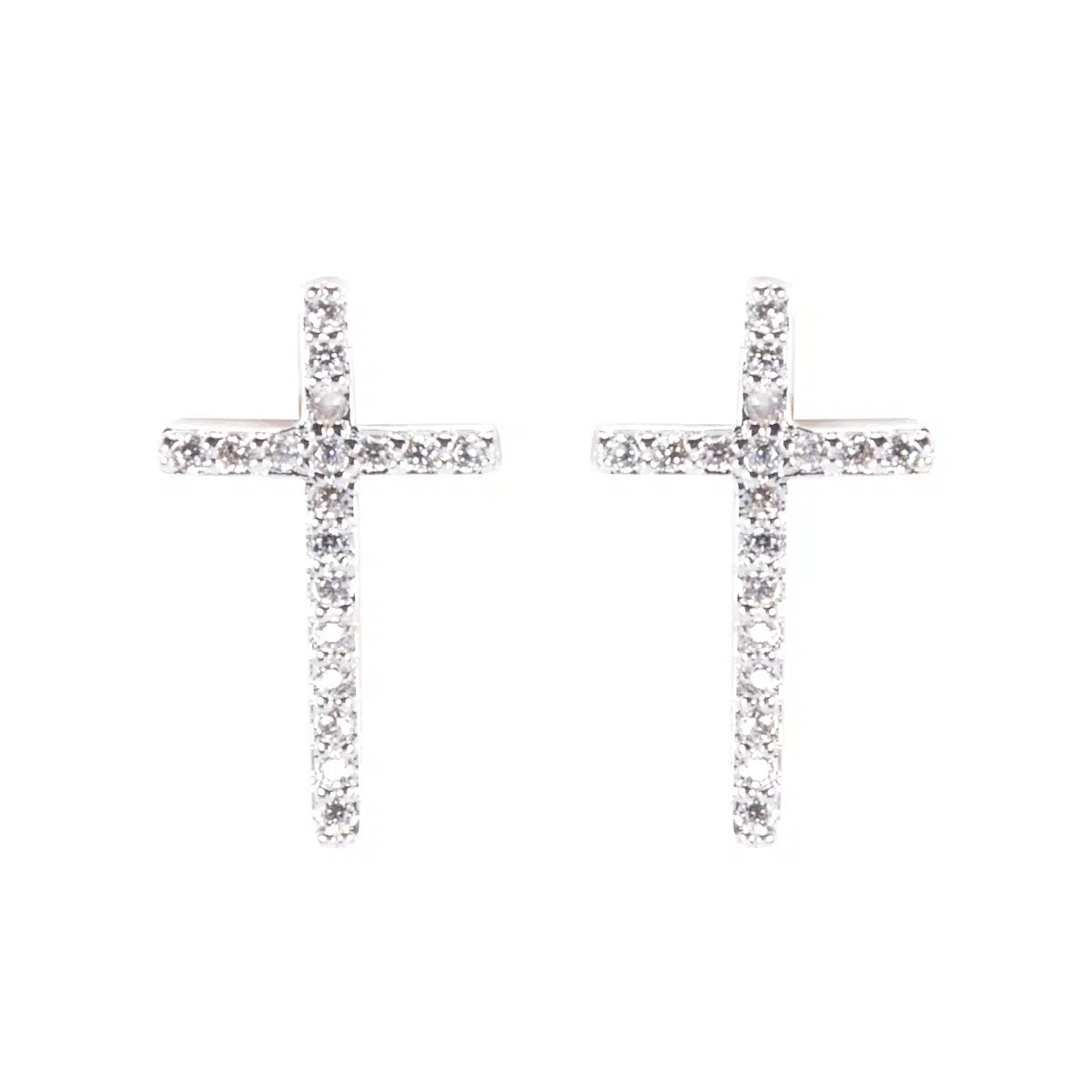 AMANDA BLU TIMELESS RADIANCE – CROSS STUD EARRINGS – SILVER