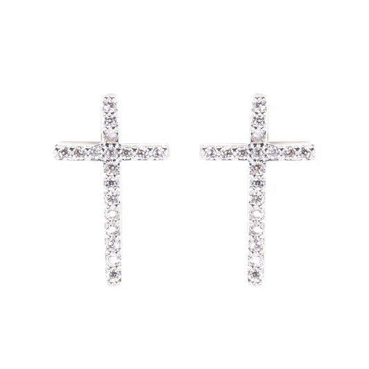 AMANDA BLU TIMELESS RADIANCE – CROSS STUD EARRINGS – SILVER