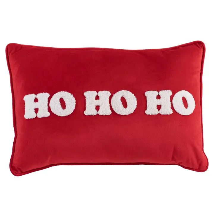 The Royal Standard Hohoho Embroidered Pillow Red/White 13x20