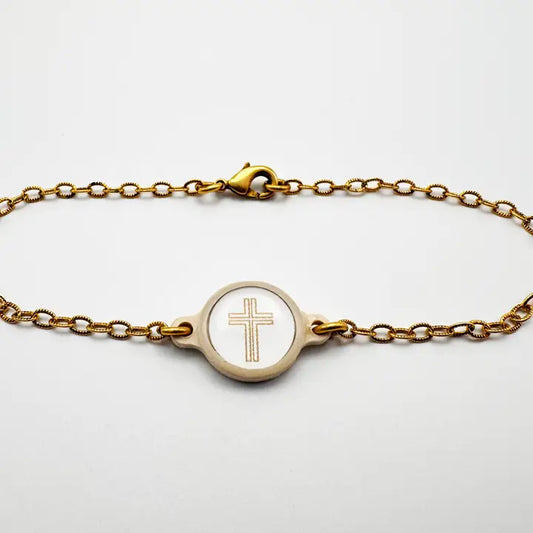 Versible Tap To Pray™ - Survivor Series Handmade Bracelets-14K Gold-Plated + Vanilla Cross