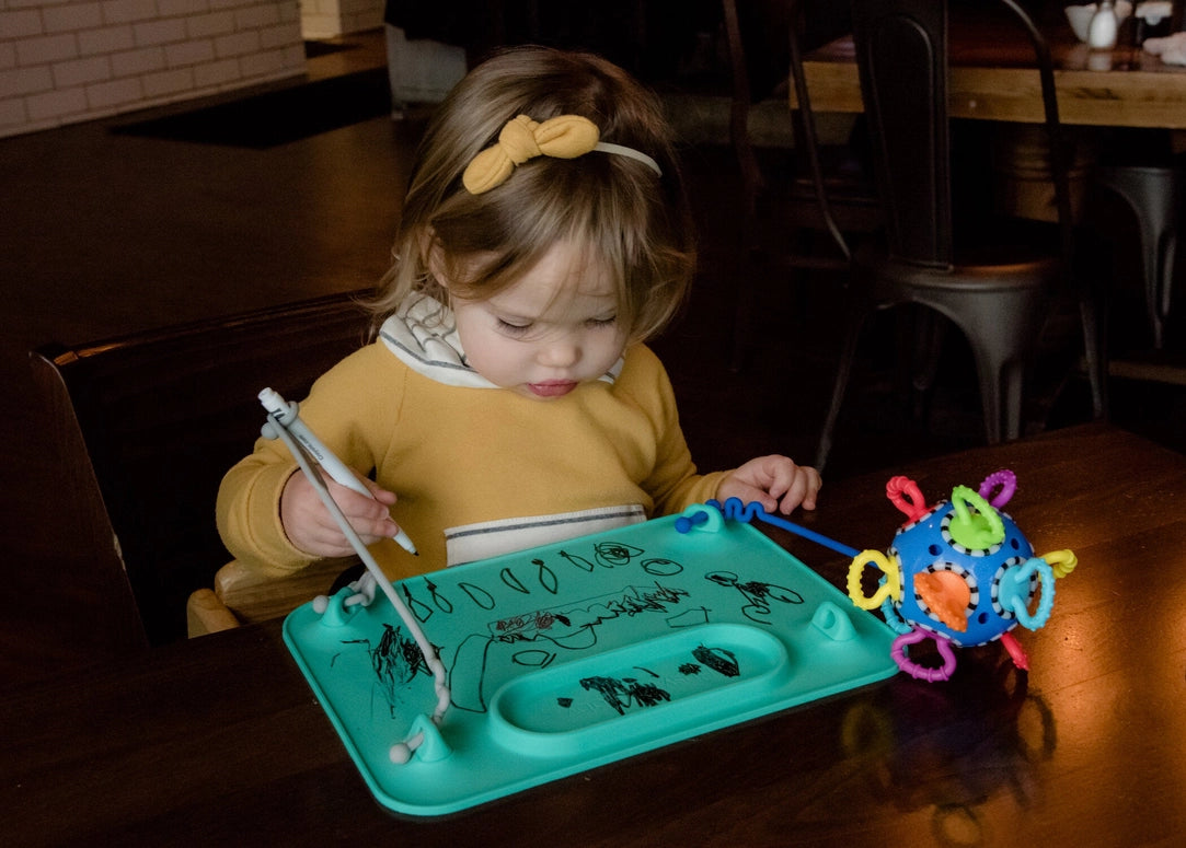 Busy Baby Silicone Placemat - 4 Tether Version-Spearmint