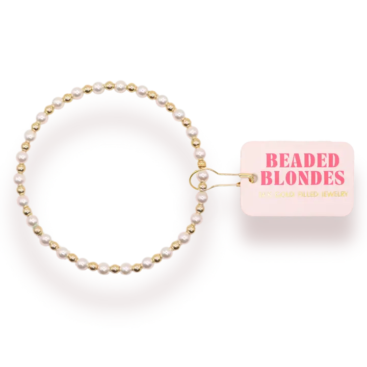 Beaded Blondes Luci Pearl Bracelet in Gold
