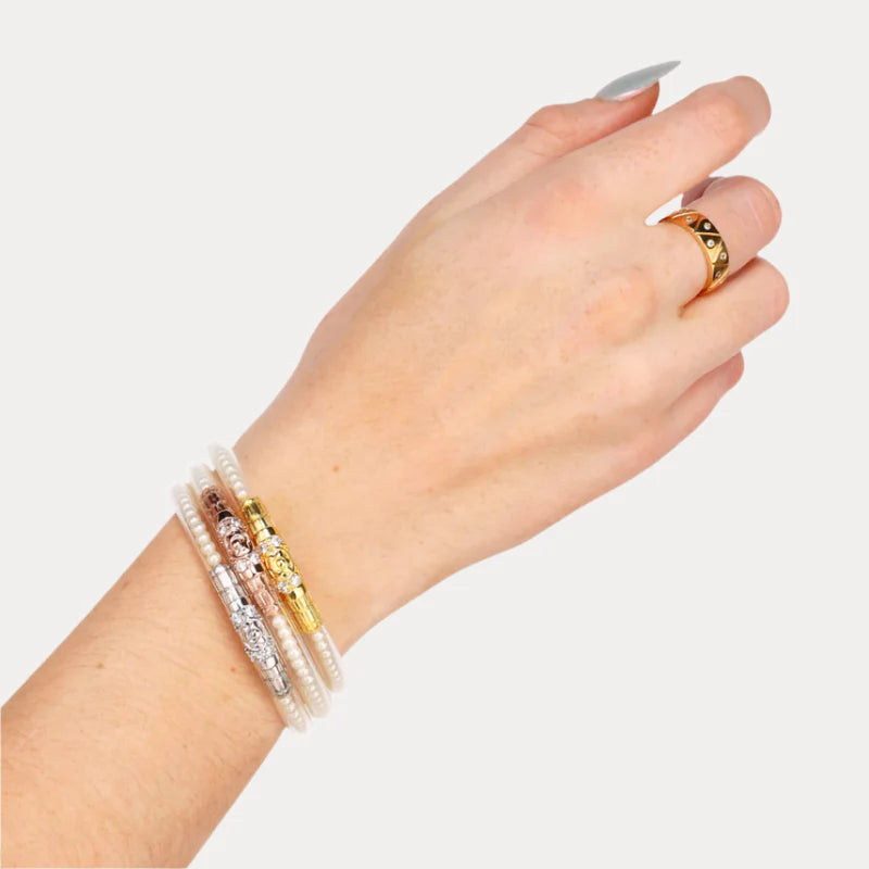 BUDHAGIRL WHITE PEARL THREE QUEENS ALL WEATHER BANGLES® (SET OF 3)