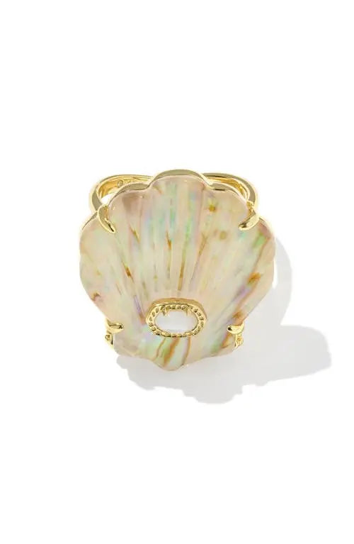 KENDRA SCOTT LUCIA SHELL COCKTAIL RING GOLD IRIDESCENT ABALONE