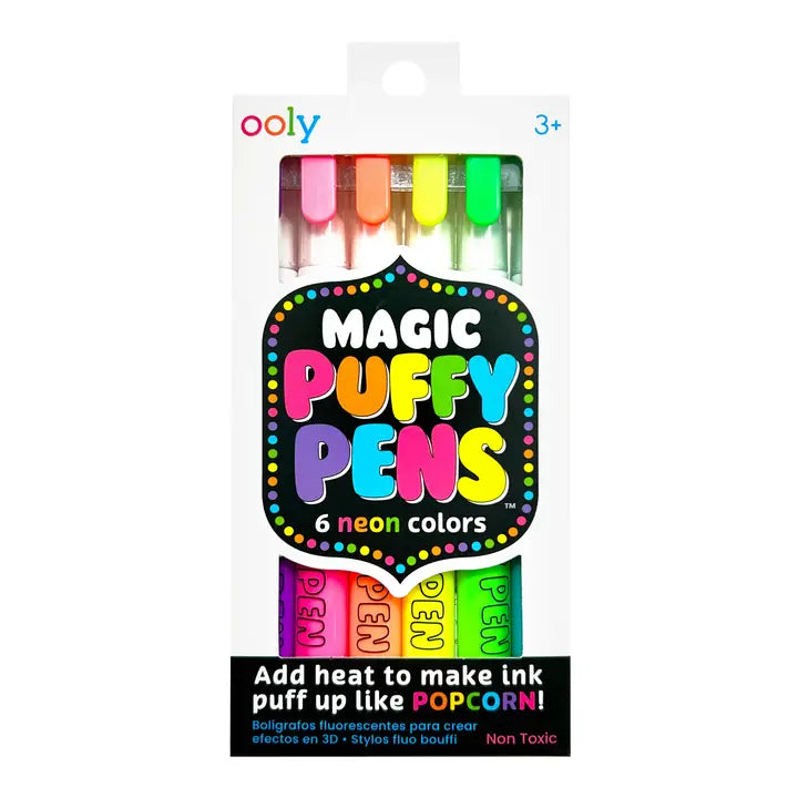 Ooly Magic Puffy Neon Pens - Set of 6