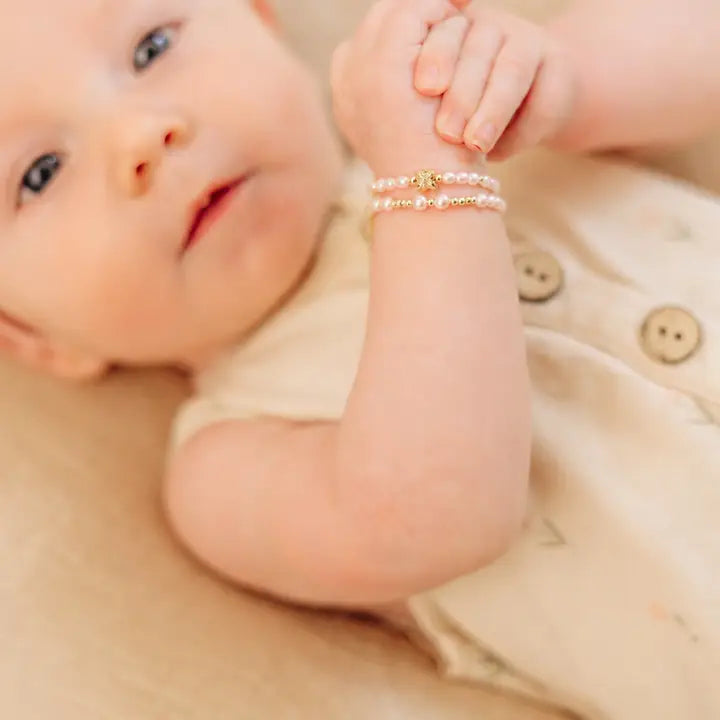 Cherished Moments 14K Gold-Plated Pink Pearl Baby or Girls Bracelet