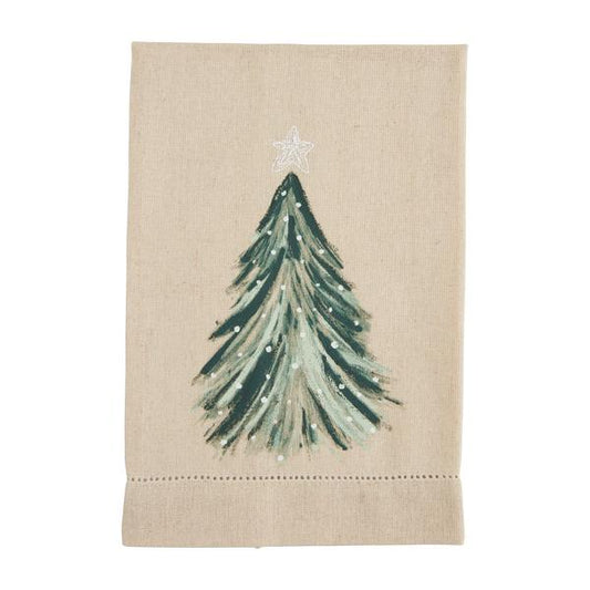 MUD PIE WHITE TREE PAINTED TOWEL