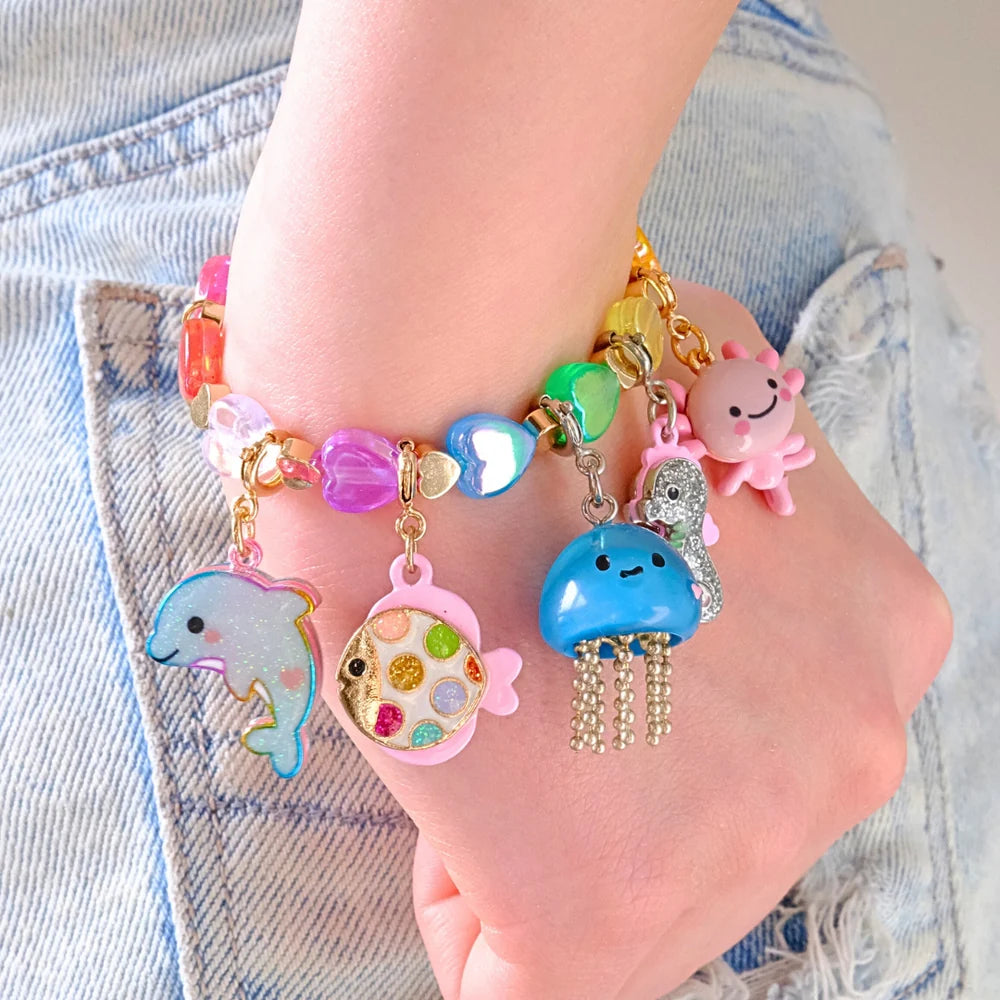 Charm It! Gold Glitter Tie-Dye Dolphin Charm