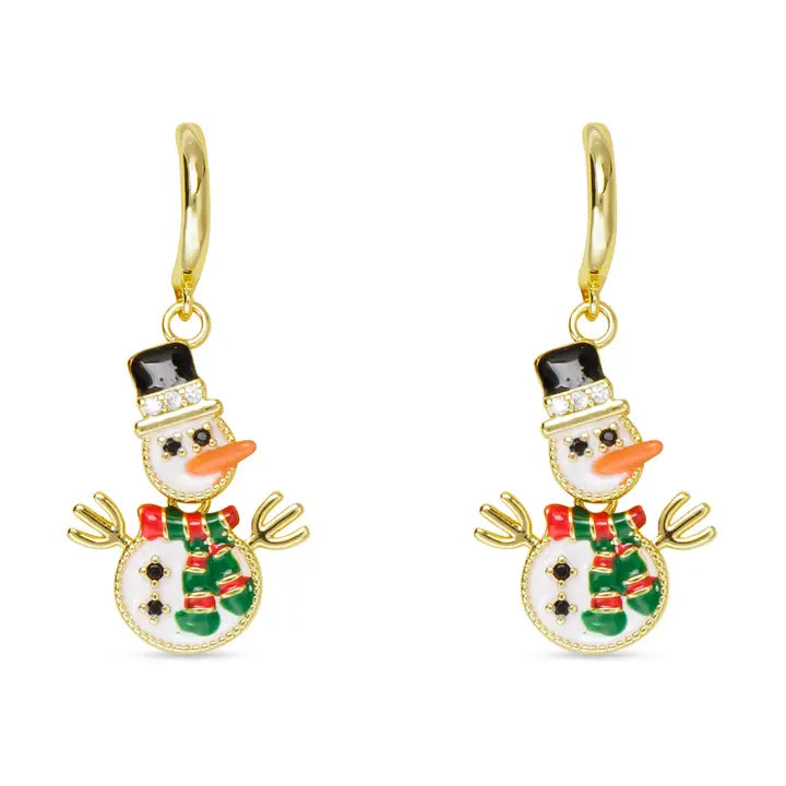 Amanda Blu Gold Movable Snowman Dangle Earrings