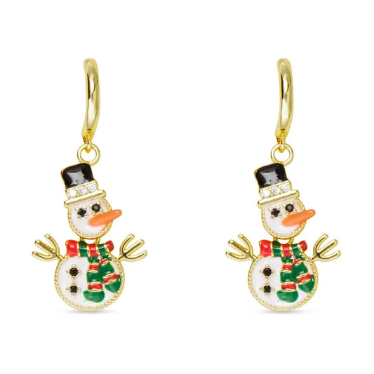 Amanda Blu Gold Movable Snowman Dangle Earrings