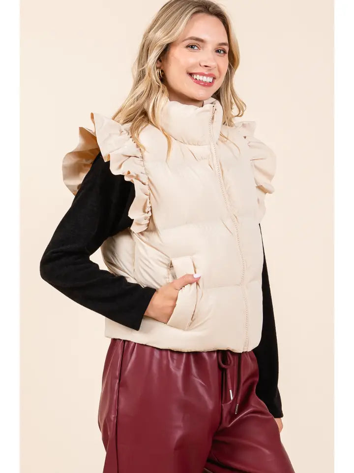 GeeGee Ruffled Sleeve Puffer Vest