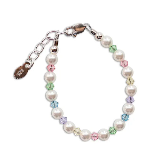 Cherished Moments Sterling Silver Multi Crystal Pearl Baby & Kids Bracelet