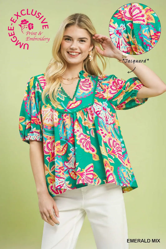 Umgee Paisley Print Top