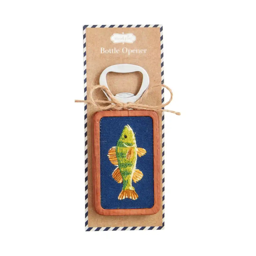 MUD PIE FISH EMBROIDERED BOTTLE OPENER