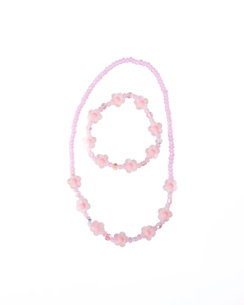 Great Pretenders Pink Crystal Blooms Necklace & Bracelet Set
